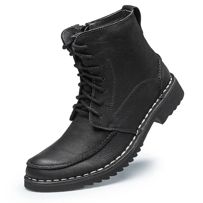 Genuine Leather Ankle Boots by Laoks
