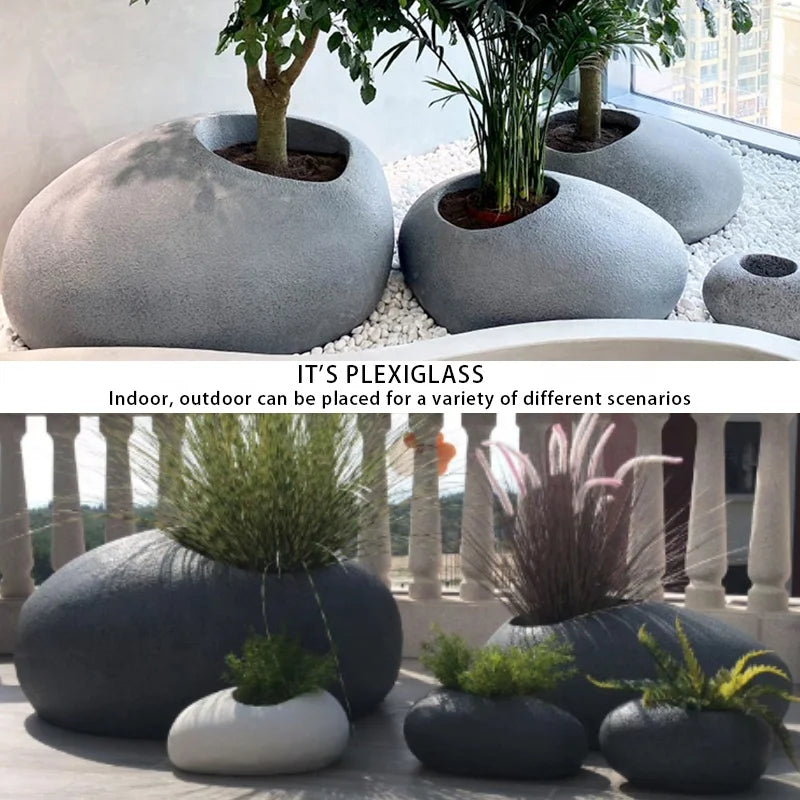 Nordic Style Modern Large FRP Planter Vertical Fiberglass plant pots for garden ornaments indoor outdoor garden supplies