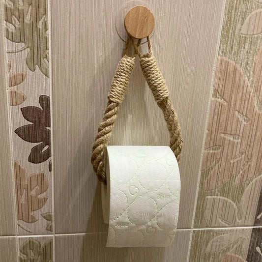 Nail-free Paper Towel Holders Towel Rack Bathroom Towel Hook Toilet Paper Holder Towel Rack Beige Hemp Color