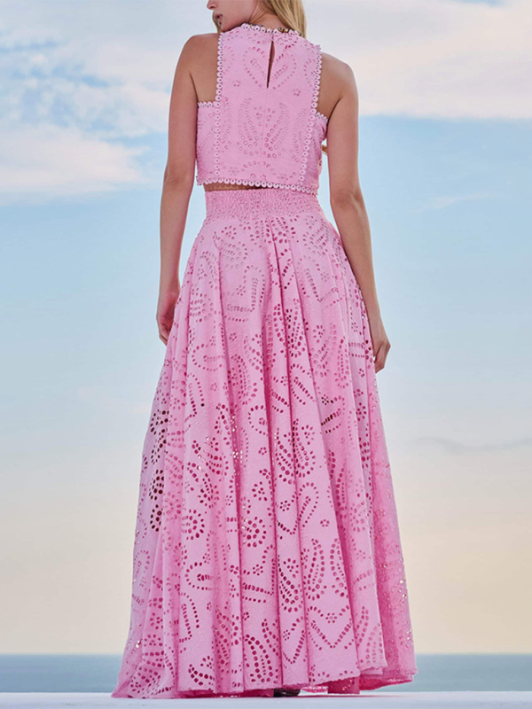 Casual Vacation Sleeveless Long Dress Two-Piece Set