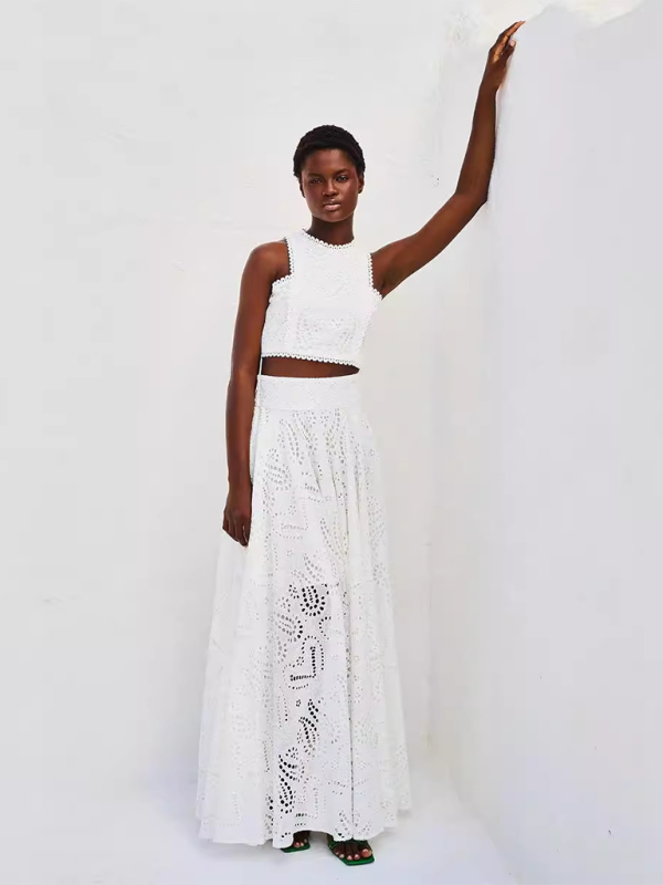 Casual Vacation Sleeveless Long Dress Two-Piece Set