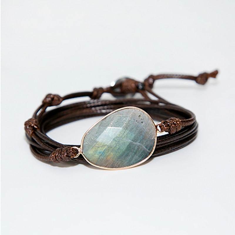 Natural Stone Rope Wrap Unisex Bracelet