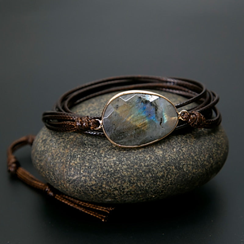 Natural Stone Rope Wrap Unisex Bracelet