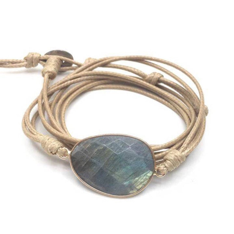 Natural Stone Rope Wrap Unisex Bracelet