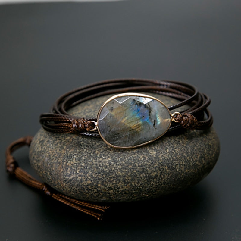 Natural Stone Rope Wrap Unisex Bracelet