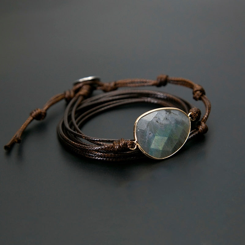 Natural Stone Rope Wrap Unisex Bracelet