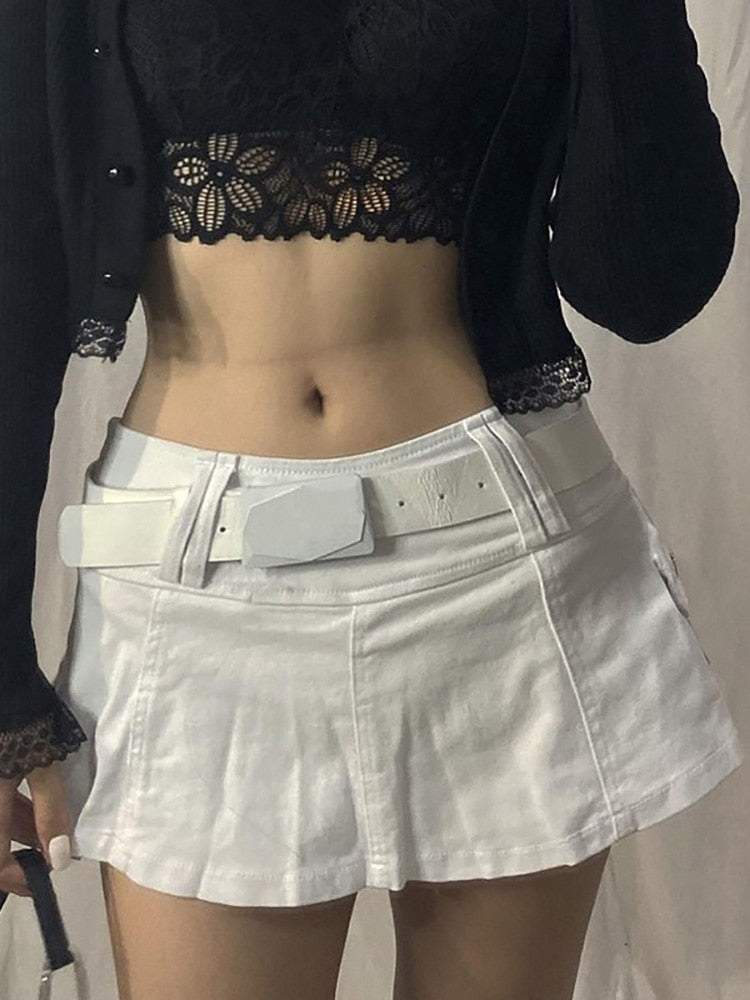 Pastel Goth Low Waist Micro Skirt: Perfect for Urban Streetwear Enthusiasts!