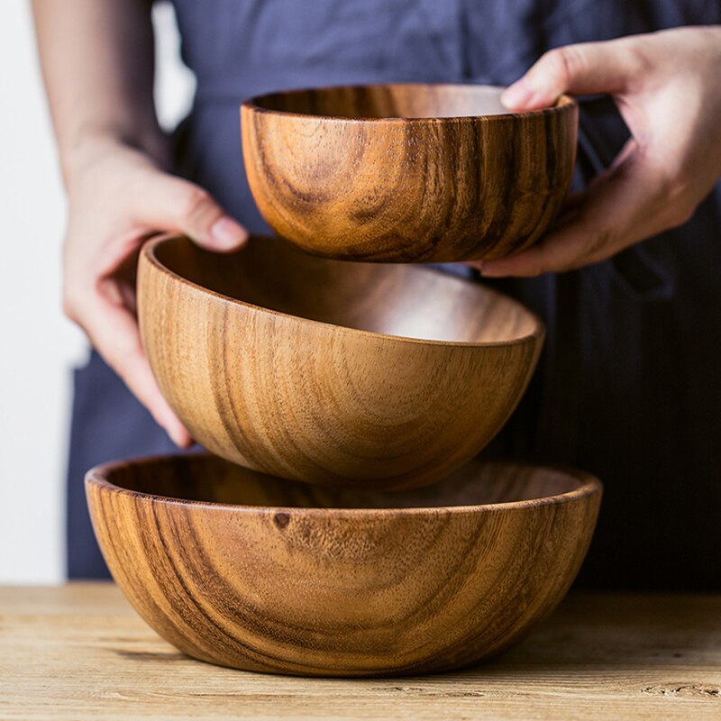 Natural Acacia Wooden Bowls - 3 Sizes