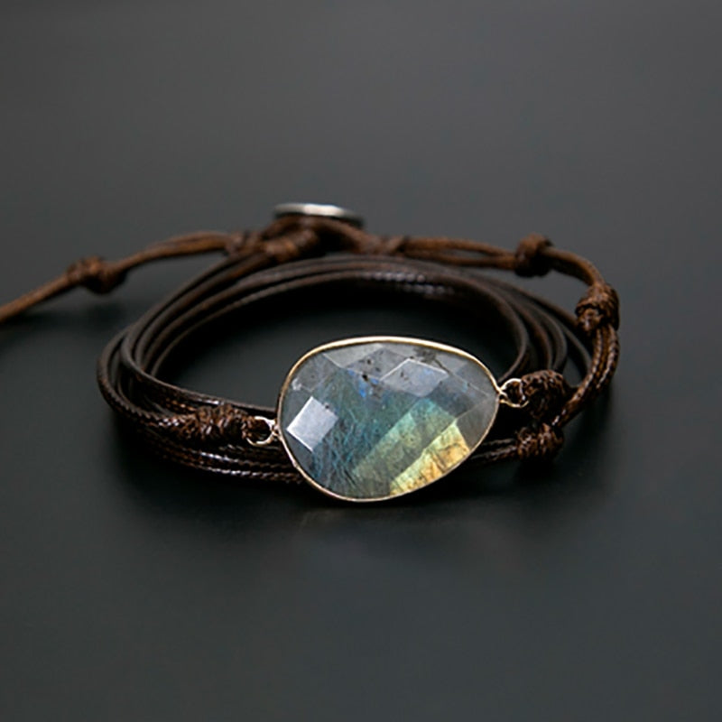 Natural Stone Rope Wrap Unisex Bracelet