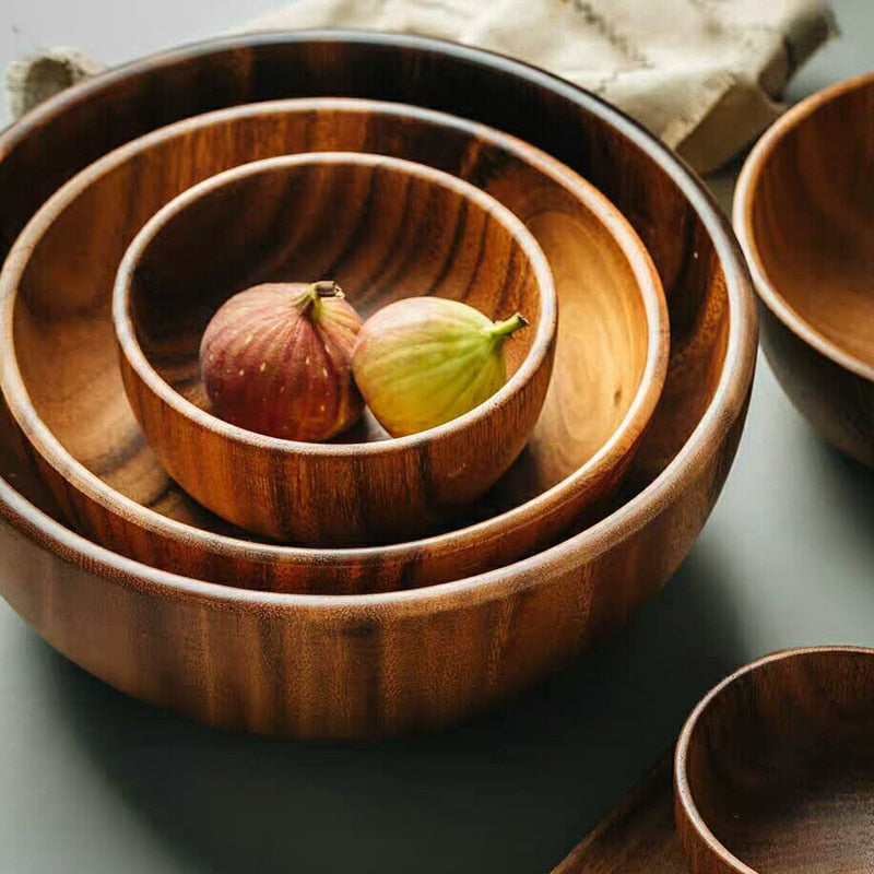 Natural Acacia Wooden Bowls - 3 Sizes