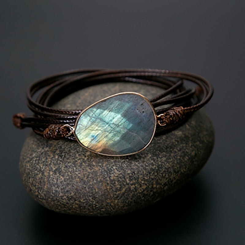 Natural Stone Rope Wrap Unisex Bracelet