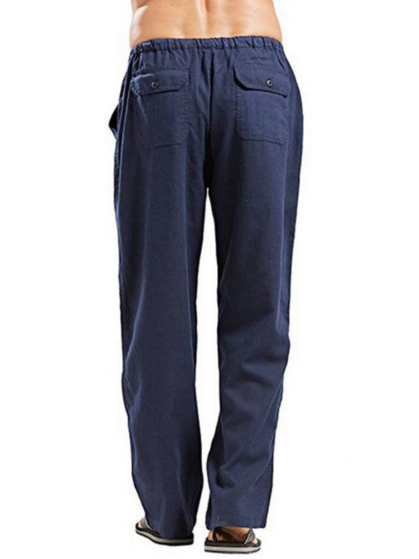Stylish Linen Blend Drawstring Pants
