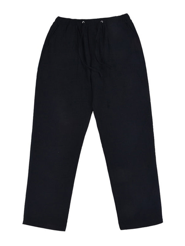 Stylish Linen Blend Drawstring Pants