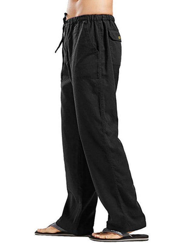 Stylish Linen Blend Drawstring Pants