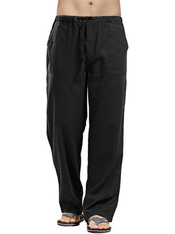 Stylish Linen Blend Drawstring Pants