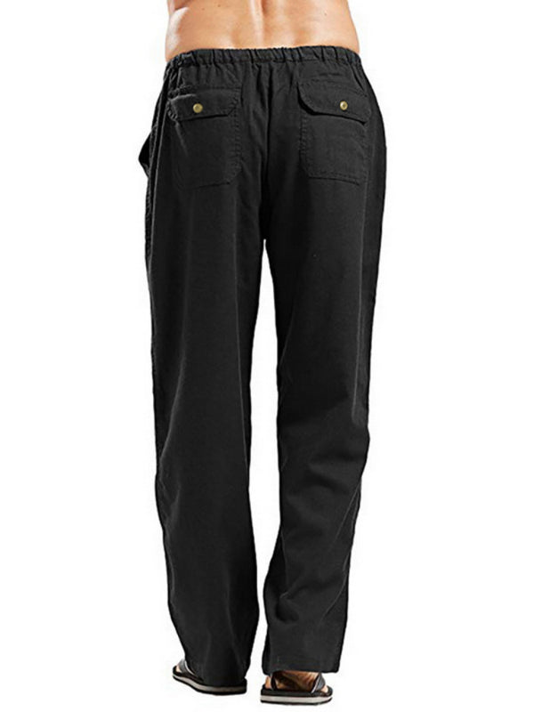 Stylish Linen Blend Drawstring Pants