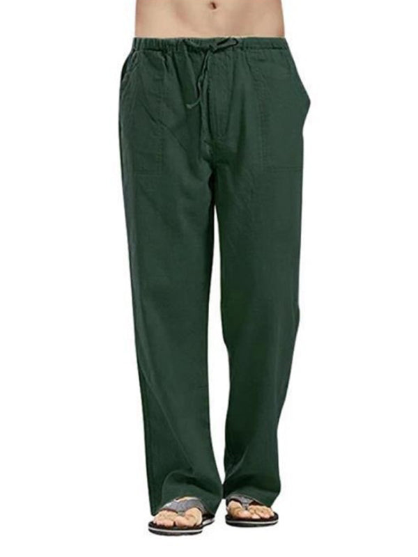 Stylish Linen Blend Drawstring Pants