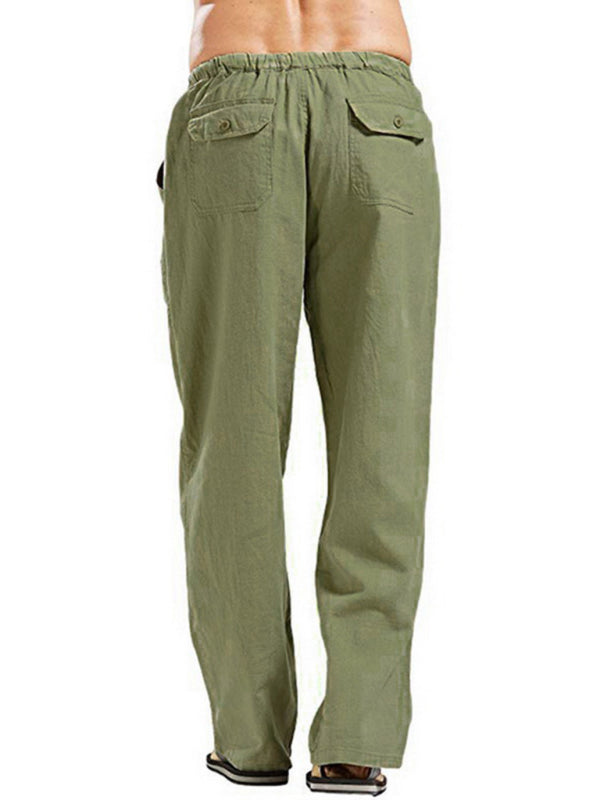 Stylish Linen Blend Drawstring Pants