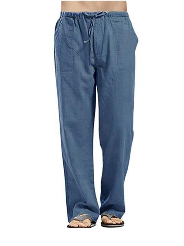Stylish Linen Blend Drawstring Pants