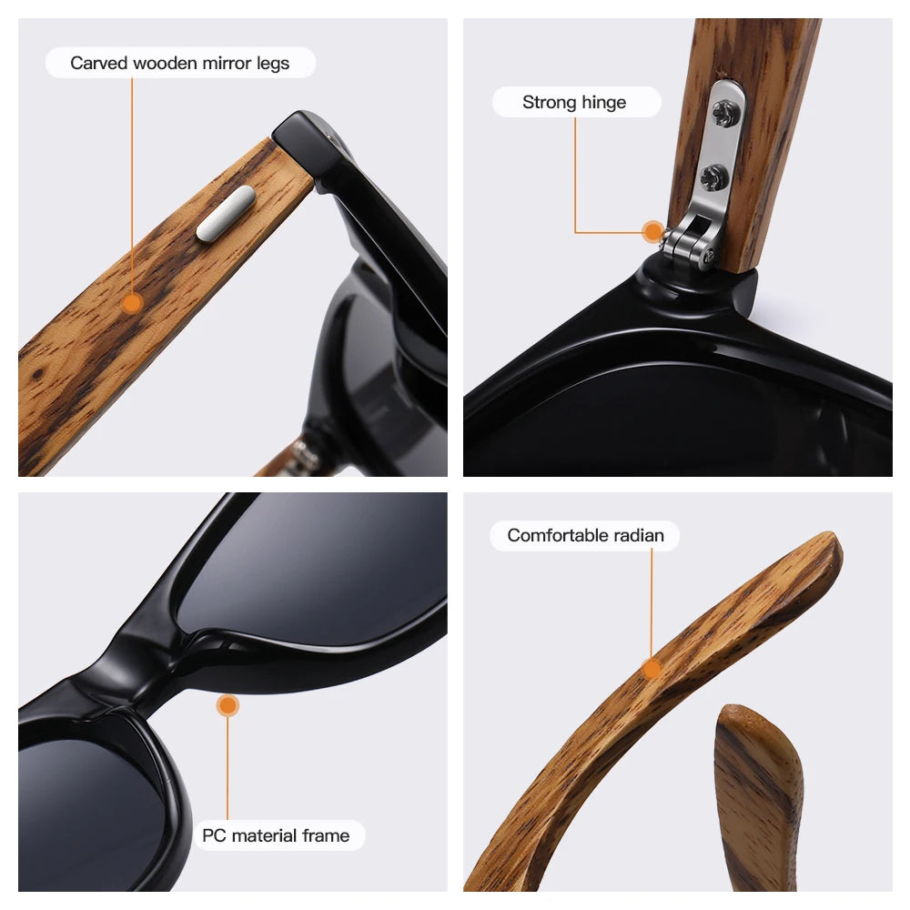 GM Handmade Natural Wooden Sunglasses - Polarized Elegance for Everyone