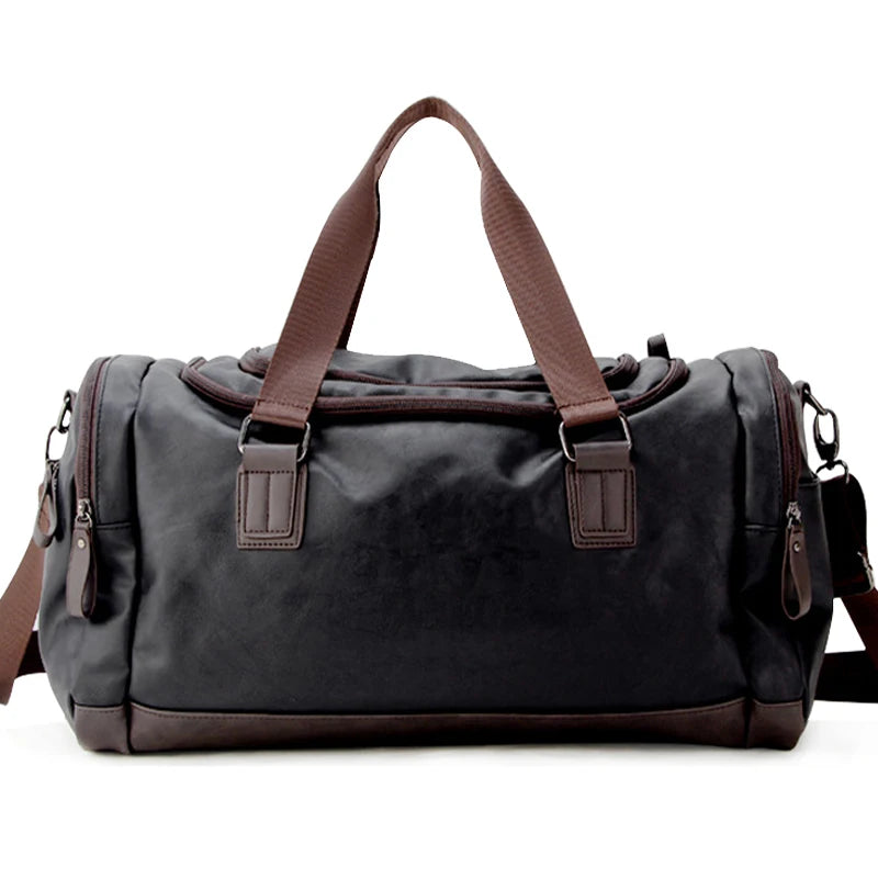 SCIONE PU Leather Men's Travel Duffle Bag