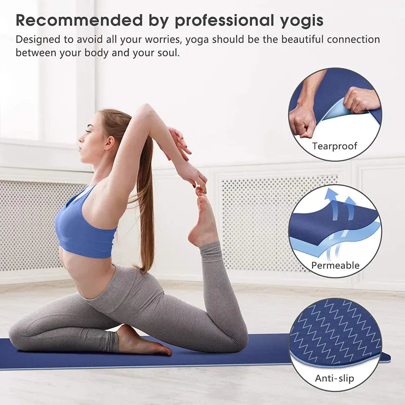 Premium 6mm Double Layer TPE Yoga Mat with Position Line - Ideal for Beginners, Home Gym, Fitness, Gymnastics, and Pilates