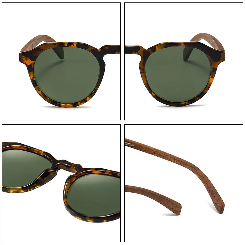 GCV Walnut Wood Hawksbill Sunglasses - Embrace Nature with Polarized Elegance