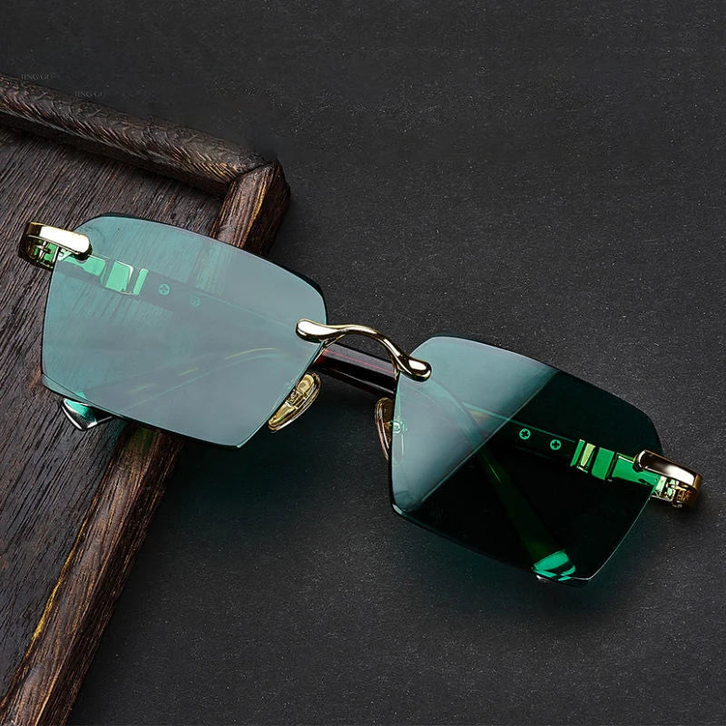Rimless Stone Sunglasses with UV Protection - VazRobe