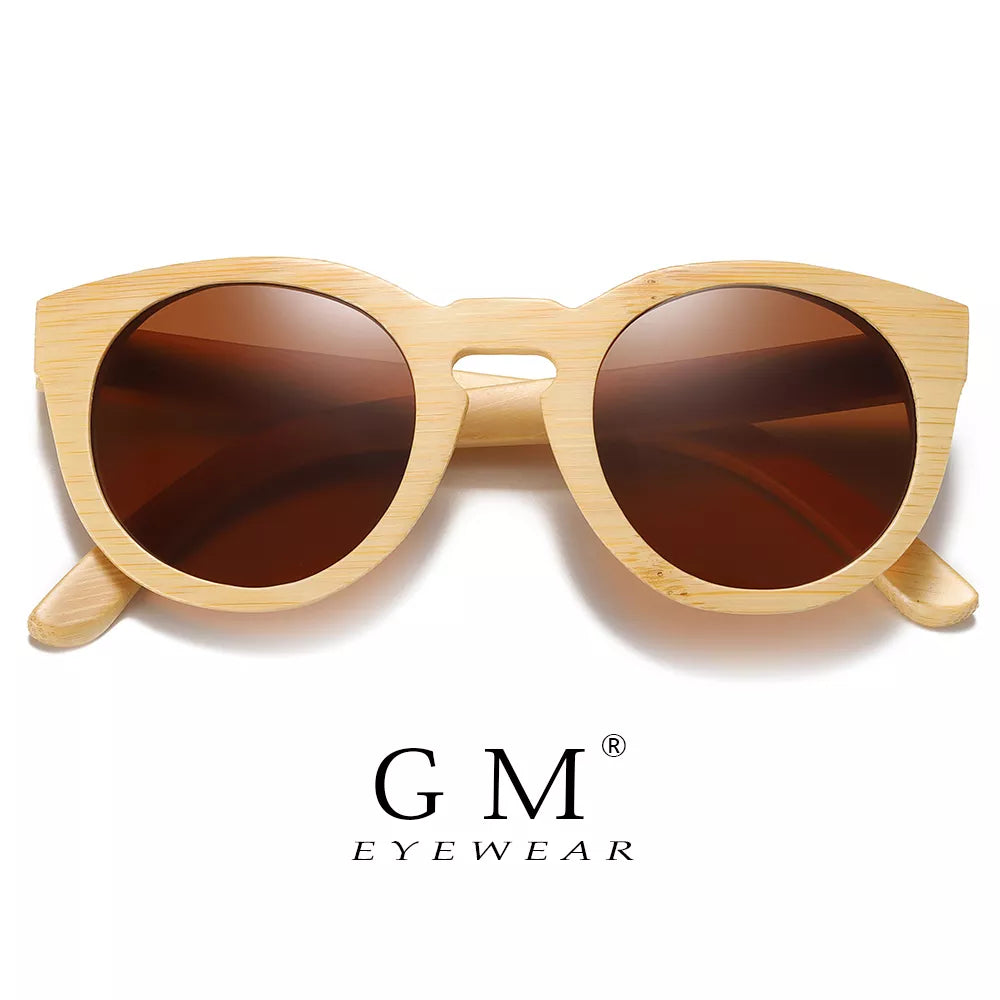 GM Natural Bamboo Sunglasses Women Polarized UV400 Brand Designer Classic Sun glasses Men Vintage Wooden Sunglasses