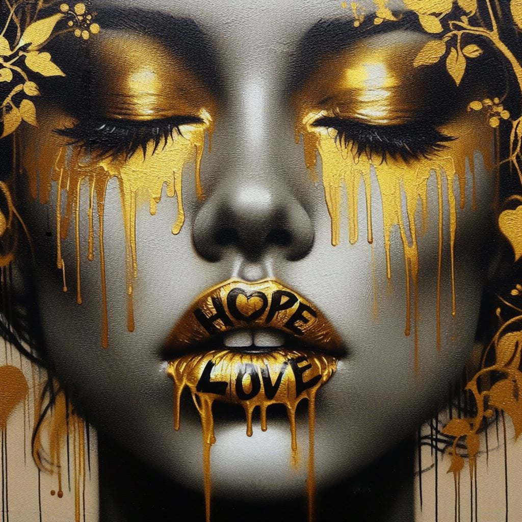 "Hope and Love" - Limited Edition NFT Metallic Wall Art by Lola Boshell