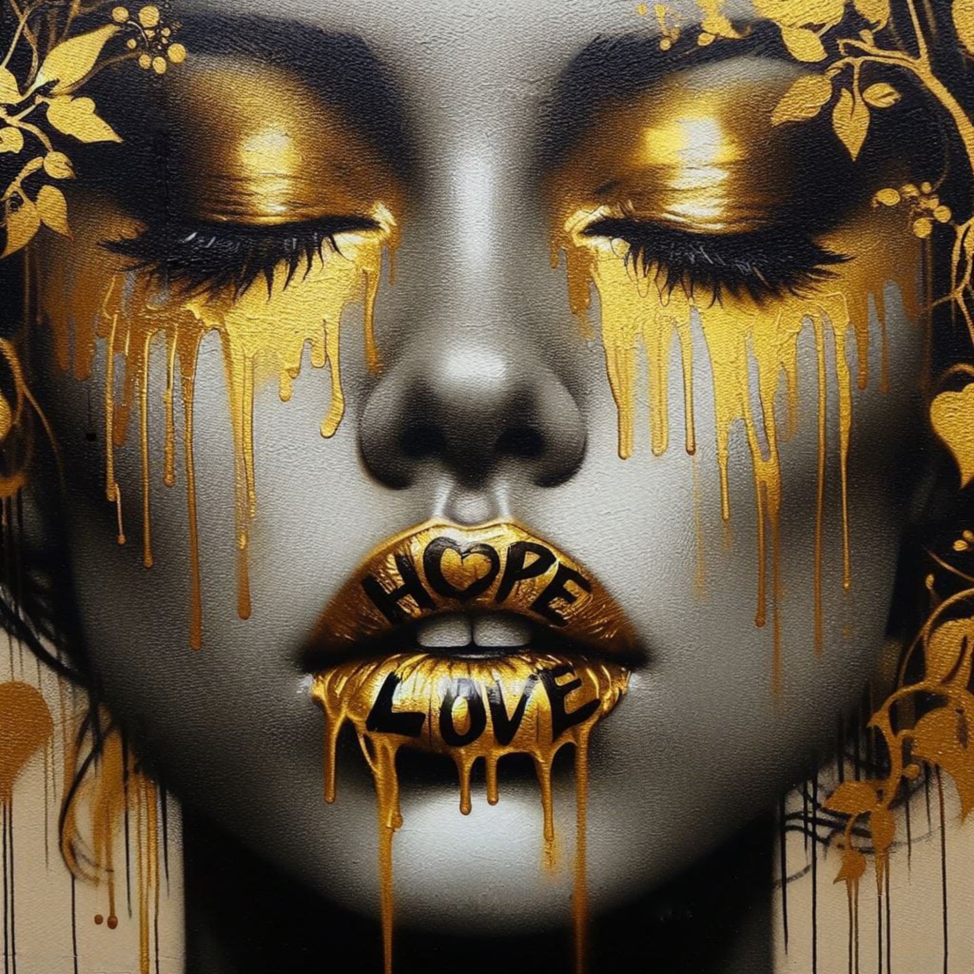 "Hope and Love" - Limited Edition NFT Metallic Wall Art by Lola Boshell