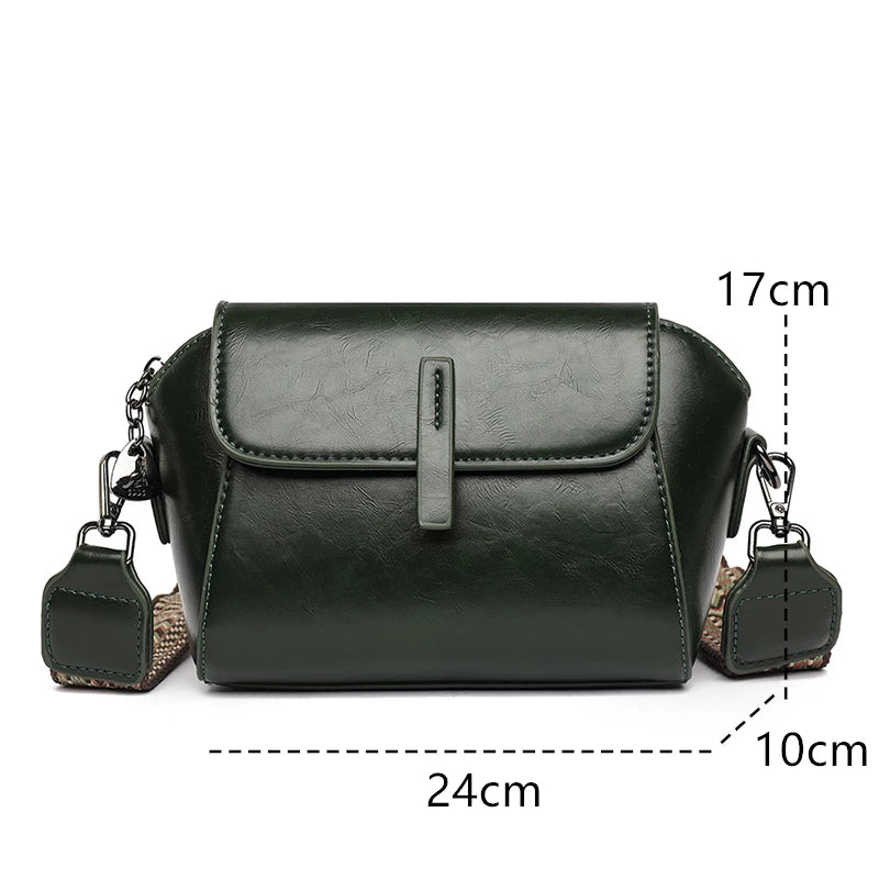 Compact Crossbody Bag for Women - Luxury Oil Wax Leather Shoulder Bag