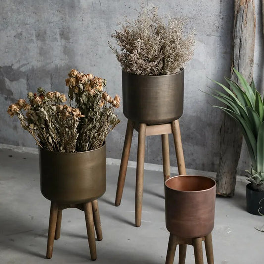 Retro Antique Copper Flower Pot Stand - Multifunctional Plant Display Stand