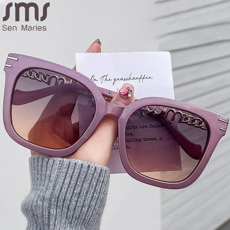 Square Punk Sunglasses Women Men Fashion Brand Designer Brown Black Sun Glasses UV400 Classics Shades Eyewear