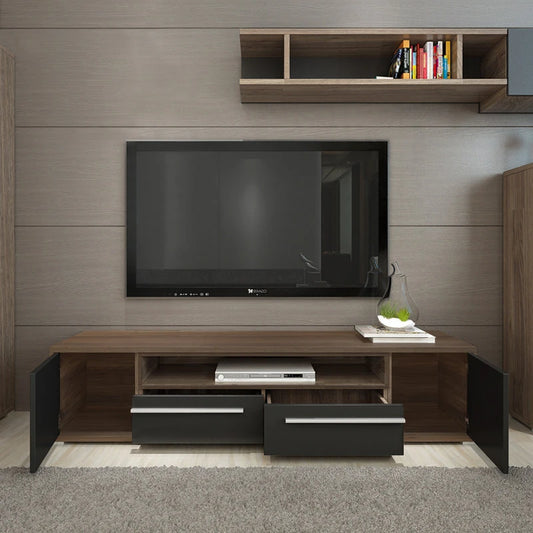 Modern TV Cabinet and Stand - Walnut Finish for Living Room | Durable and Stylish Home Furniture from QWC