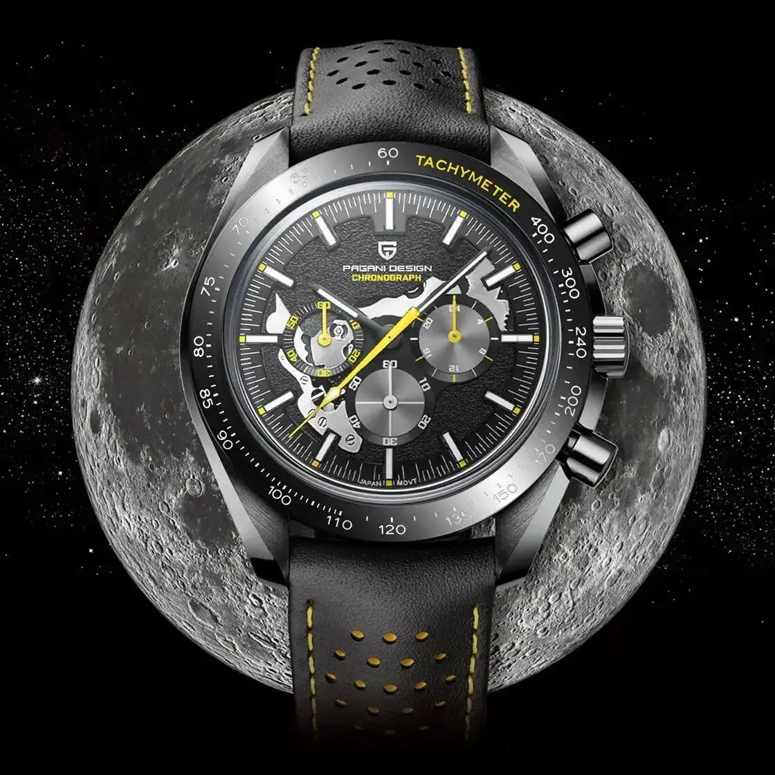 PAGANI DESIGN Skeletons Moon Men's Luxury Quartz Watch