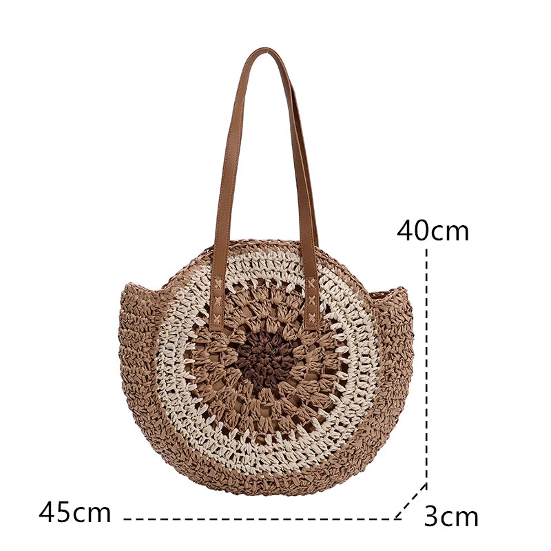 Bohemian Summer Style: Women's Handmade Woven Straw Beach Bag