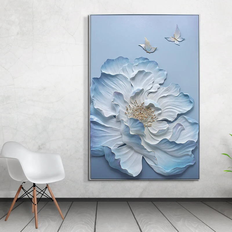 Handcrafted 3D Art Acrylic Blue Rose. Home Decor - Abstract Painting Flower Design