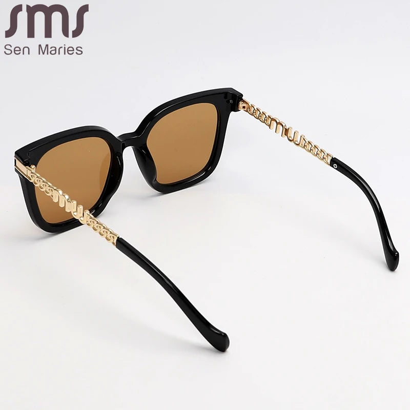 Square Punk Sunglasses Women Men Fashion Brand Designer Brown Black Sun Glasses UV400 Classics Shades Eyewear