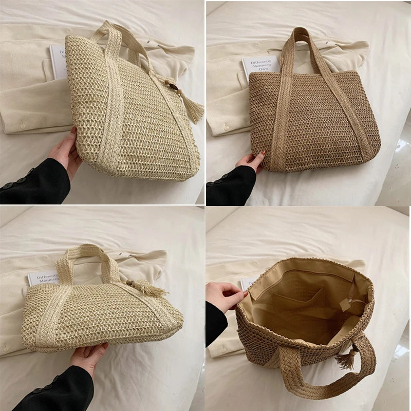 Bohemian Straw Beach Handbag: Summer Style Essential for Women
