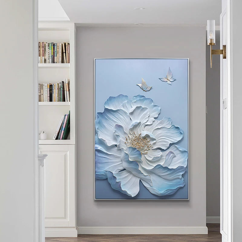 Handcrafted 3D Art Acrylic Blue Rose. Home Decor - Abstract Painting Flower Design