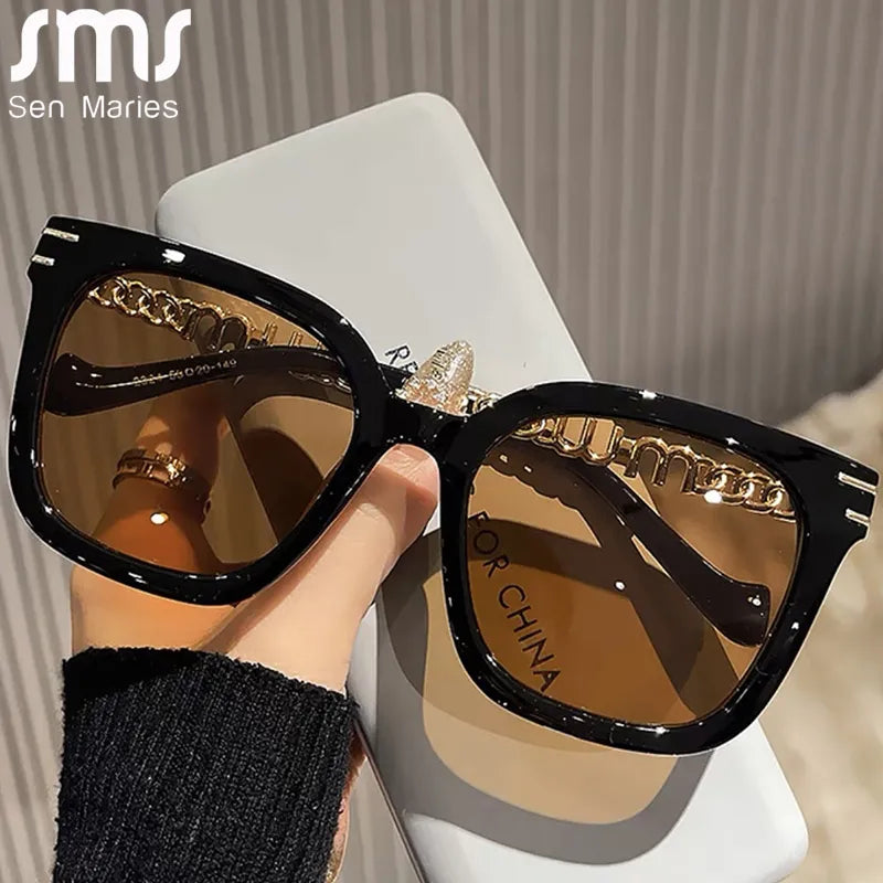 Square Punk Sunglasses Women Men Fashion Brand Designer Brown Black Sun Glasses UV400 Classics Shades Eyewear