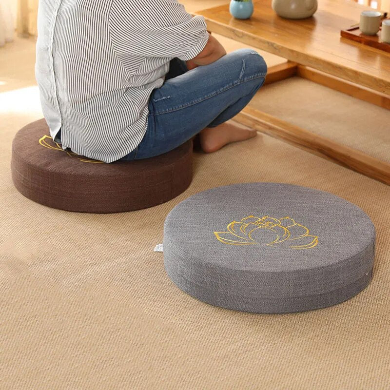 Yoga Cushion Linen - Japanese Tatami Mat Pillow perfect for Meditation