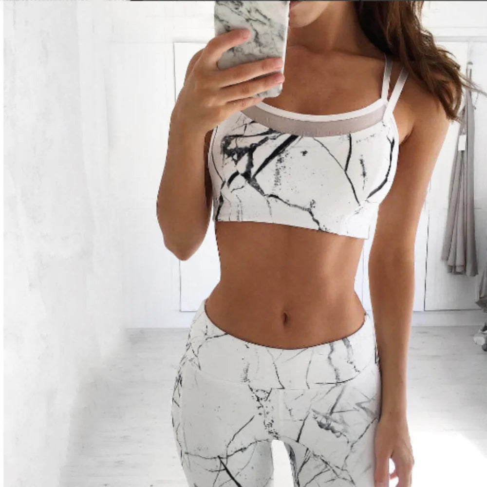 Two Piece Yoga Set - Vest Tank Top and Leggings