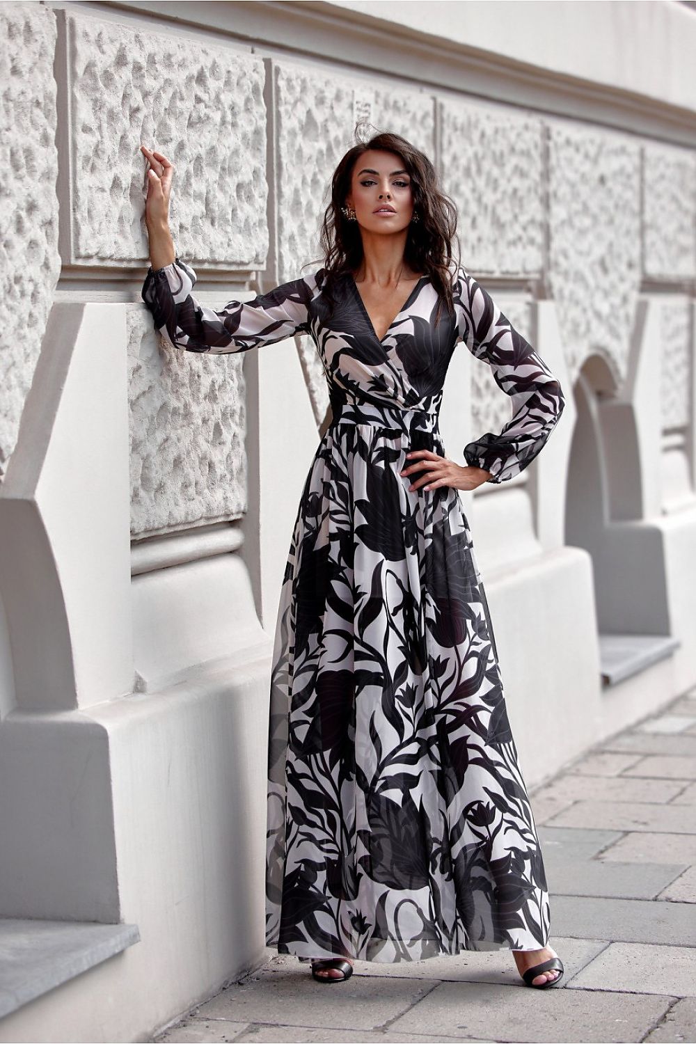 Long Sleeve Maxi Dress with Slit, by Roco