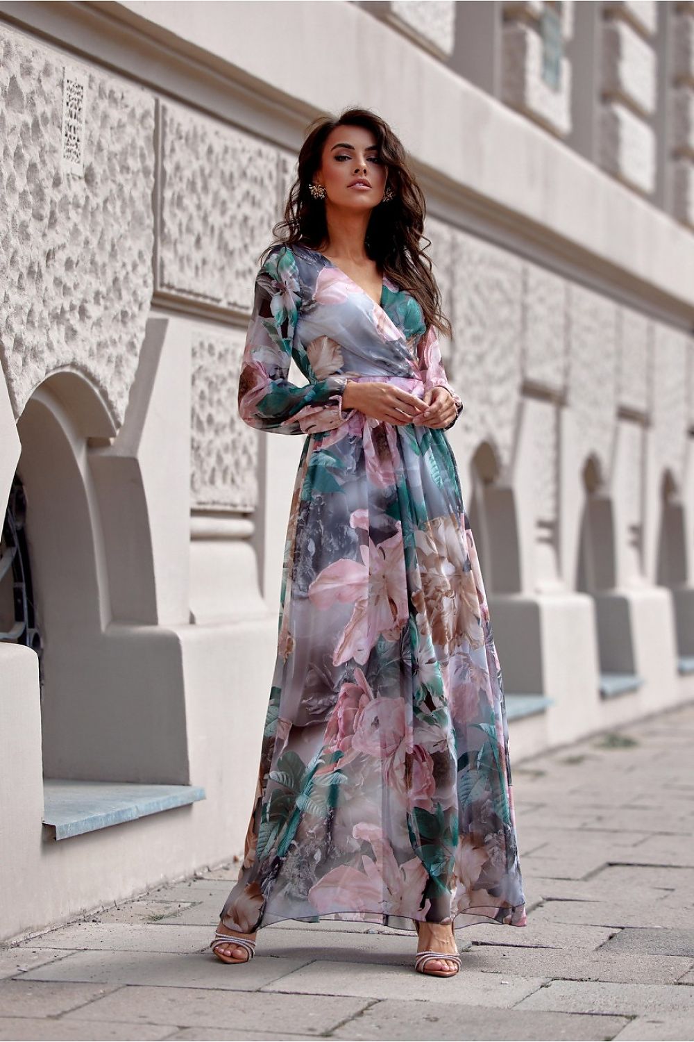 Long Sleeve Maxi Dress with Slit, by Roco