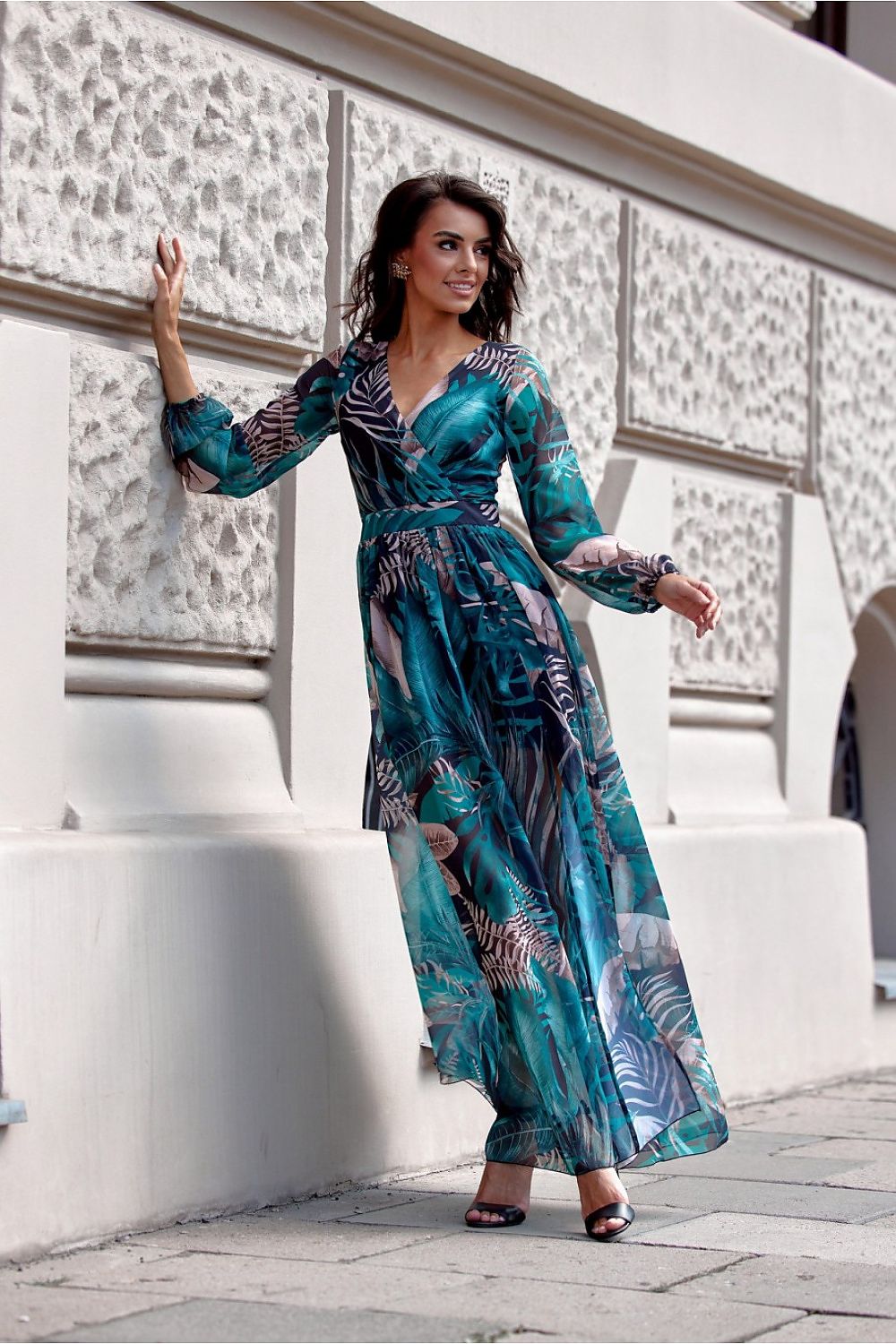 Long Sleeve Maxi Dress with Slit, by Roco