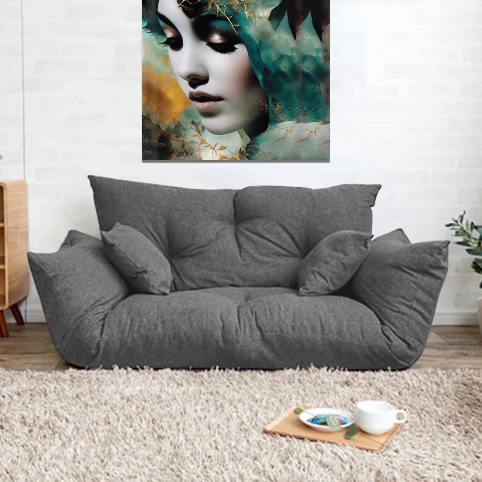 Fabric Folding Sofa - Japanese Style Living Room Furniture