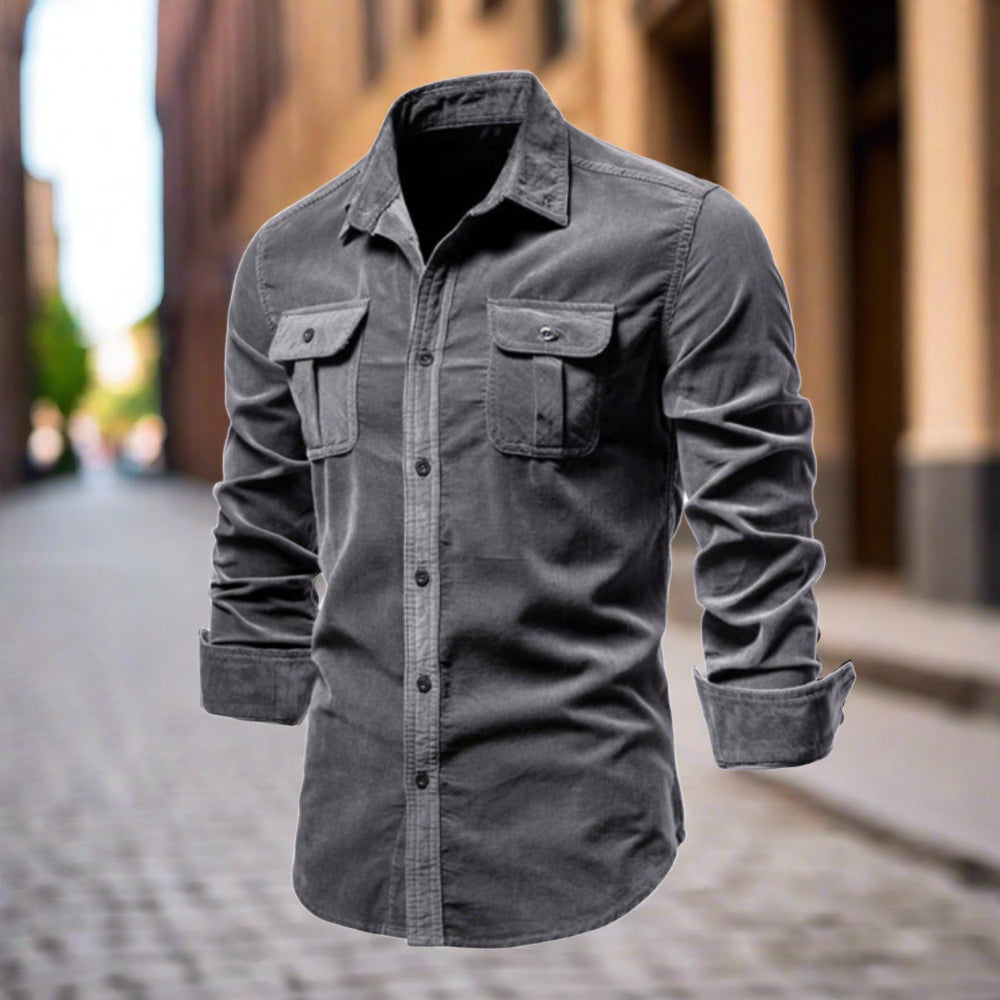 mens grey corduroy shirt