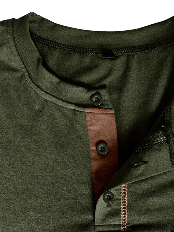 HENLEY Block Knitted Long Sleeve T-Shirt